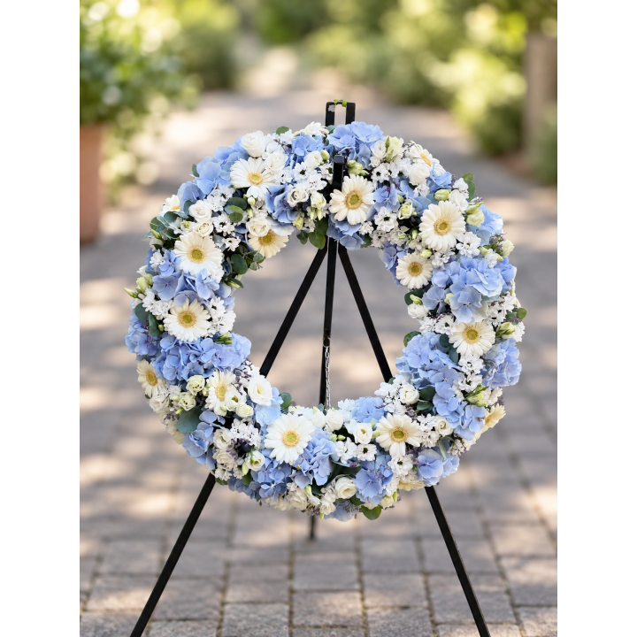 VE 78 - Florexový věnec 56 cm Modro–bílý