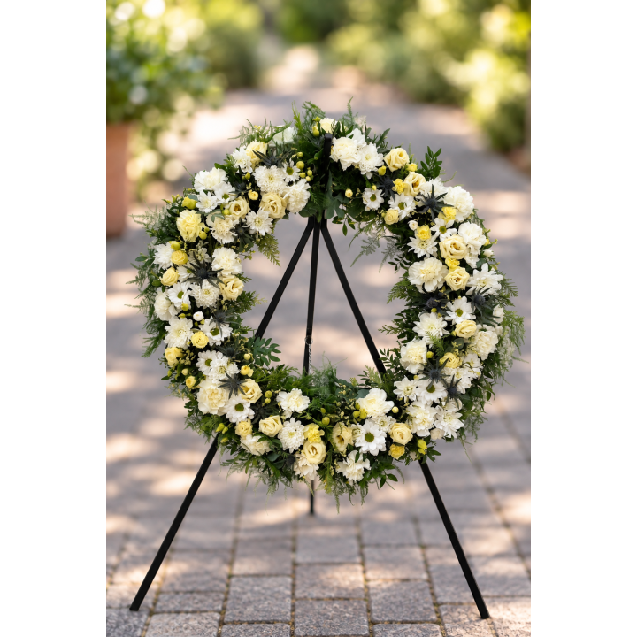 VE79 - Florexový věnec 80 cm ve světlých tónech